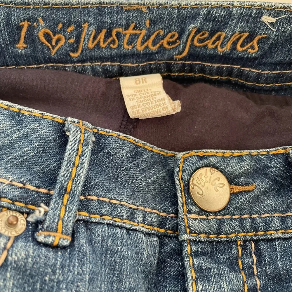 Justice Denim Jean Skort Girls Size 8R I Love Justice Jeans